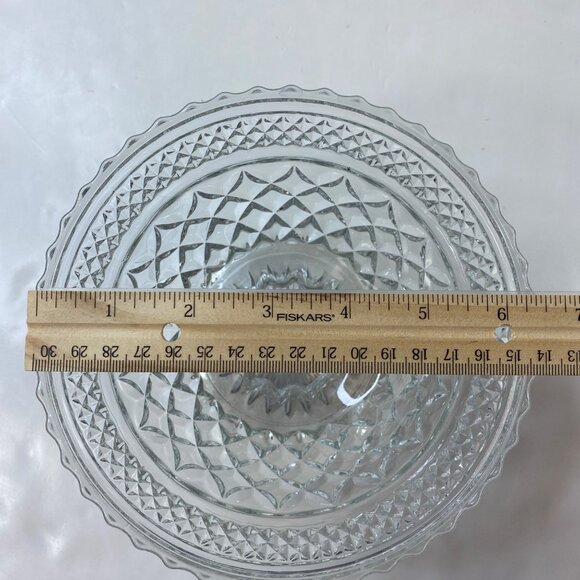 Anchor Hocking Wexford Crystal Pedestal Candy Bowl Dish With Lid Vintage - Picture 9 of 11
